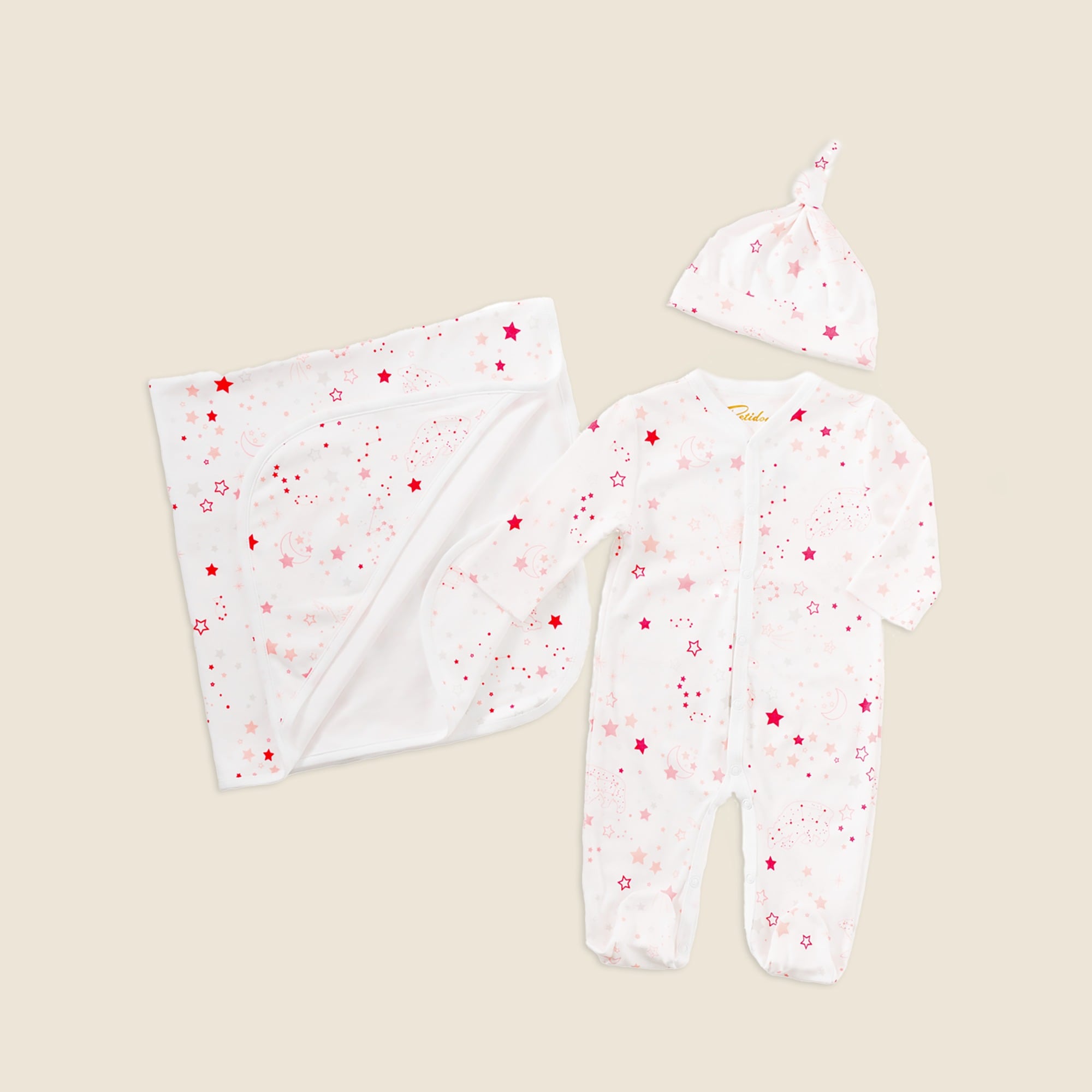 boys Petidoux babies' Pima cotton one-piece, matching hat and receiving blanket set